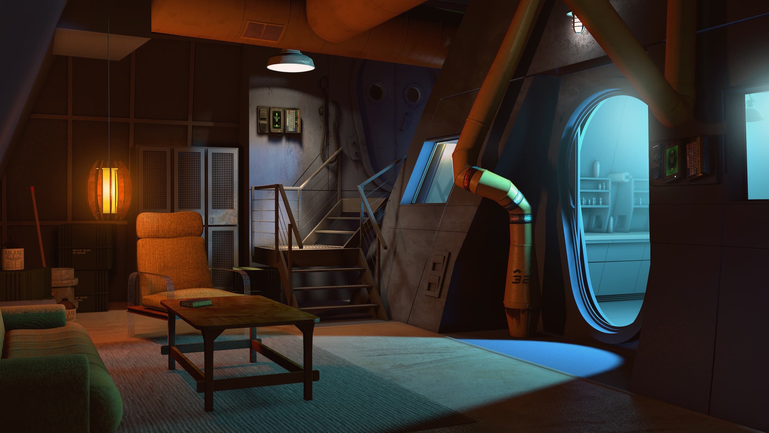 A scene from Serenity, the ship from Firefly