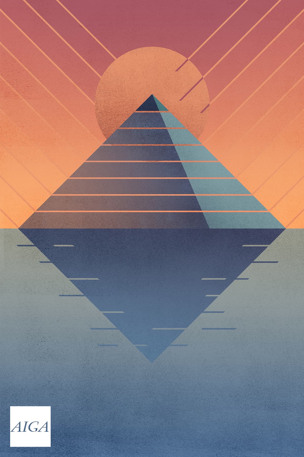 A Memphis themed poster featuring the pyramid on the river