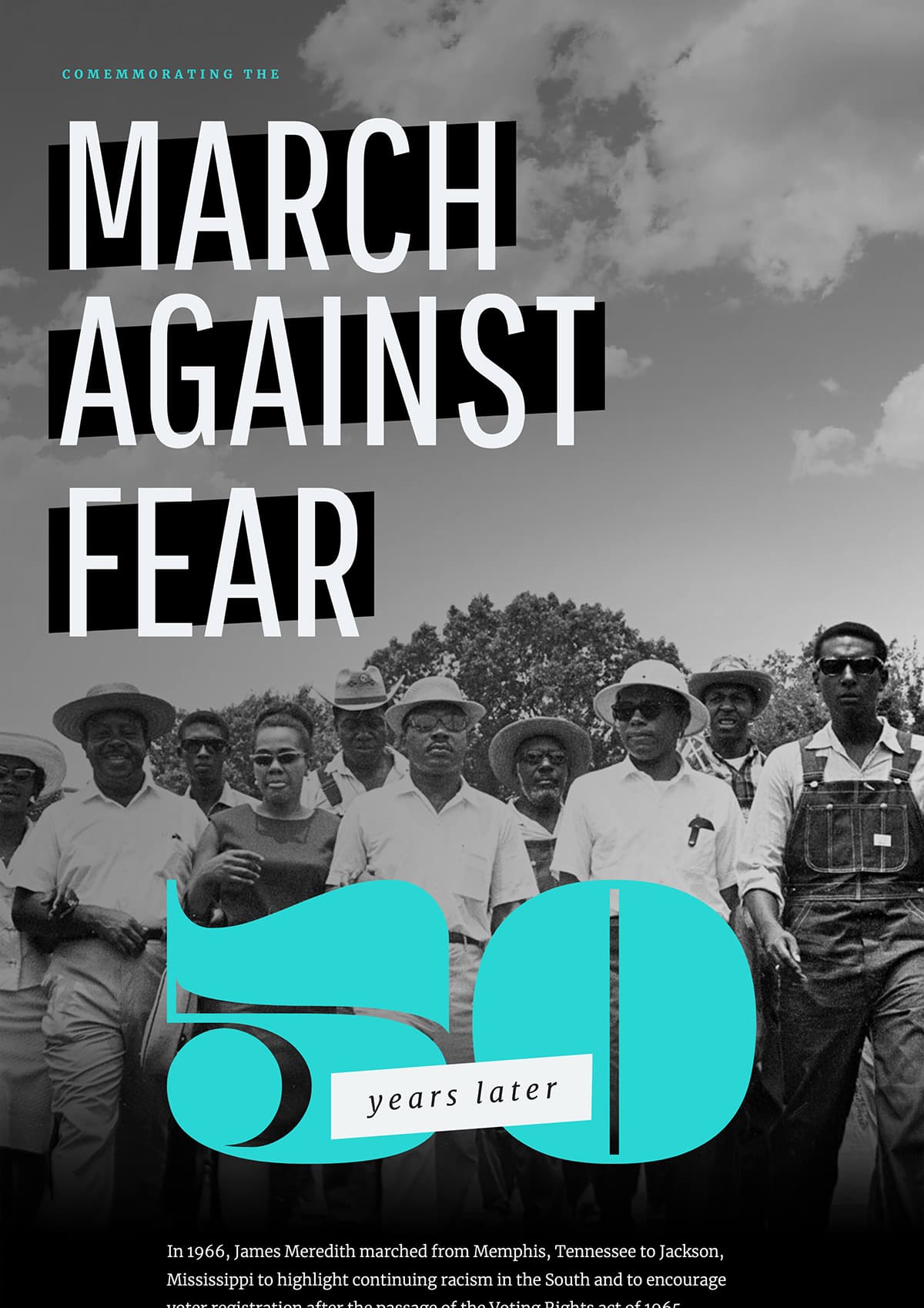 A website for the March Against Fear 50-year anniversary service