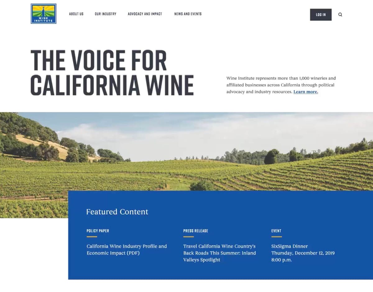Website for the Wine Institute