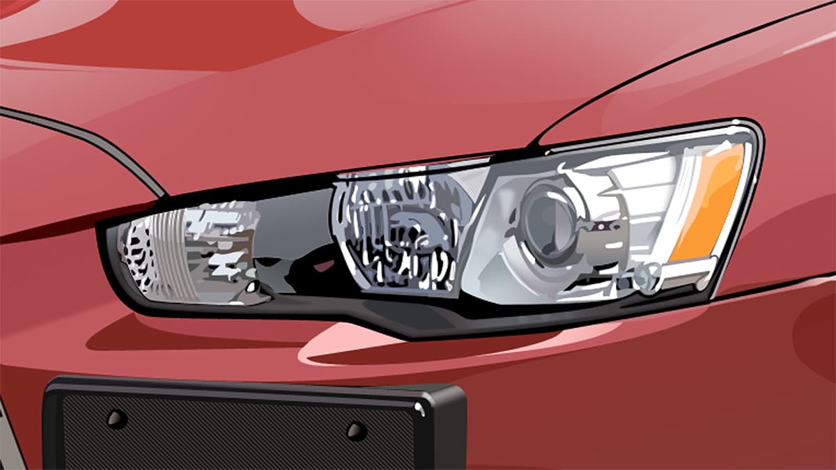 Detail shot of a vector of a car headlamp.