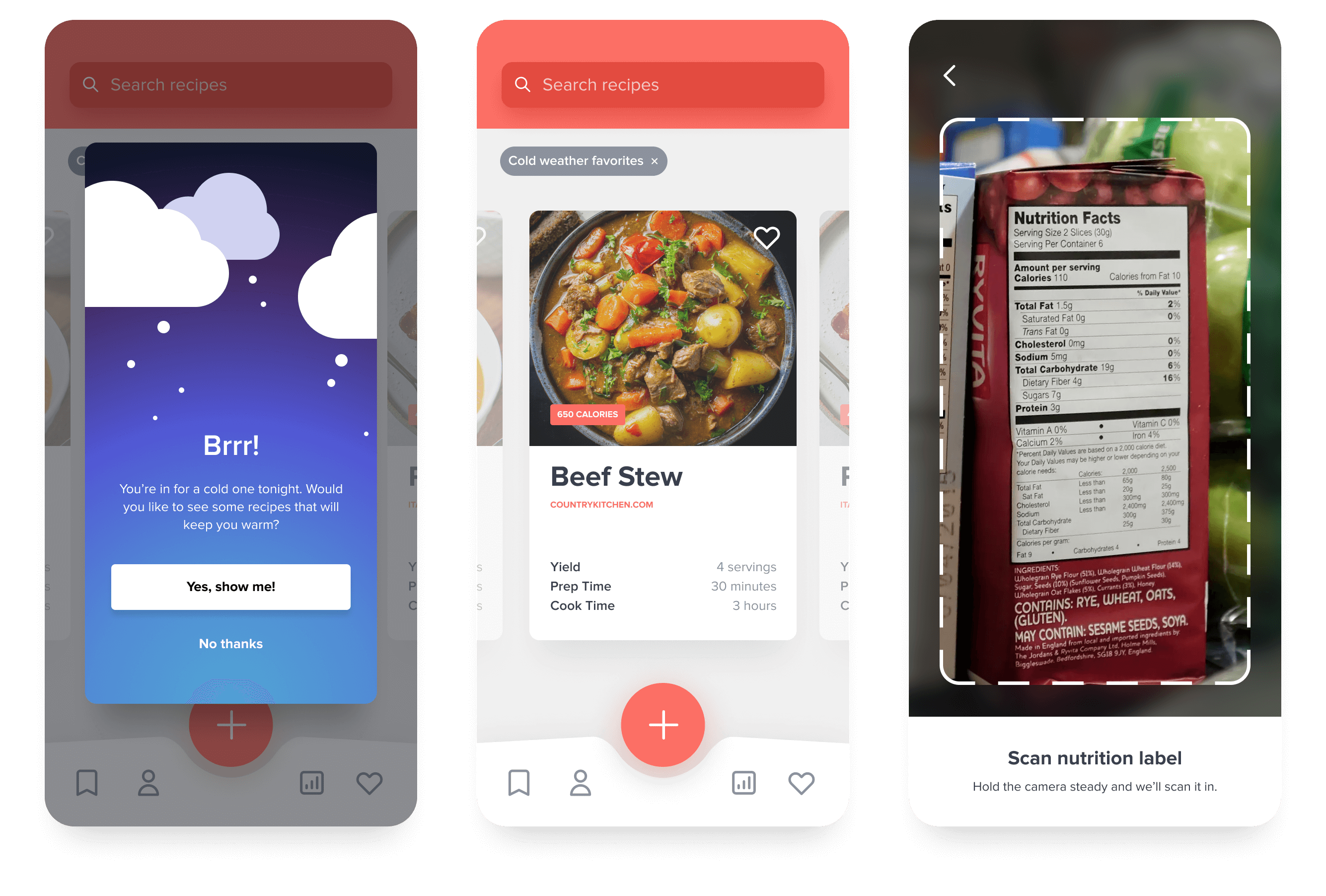 An app that recommends recipes based on weather patterns and other data.