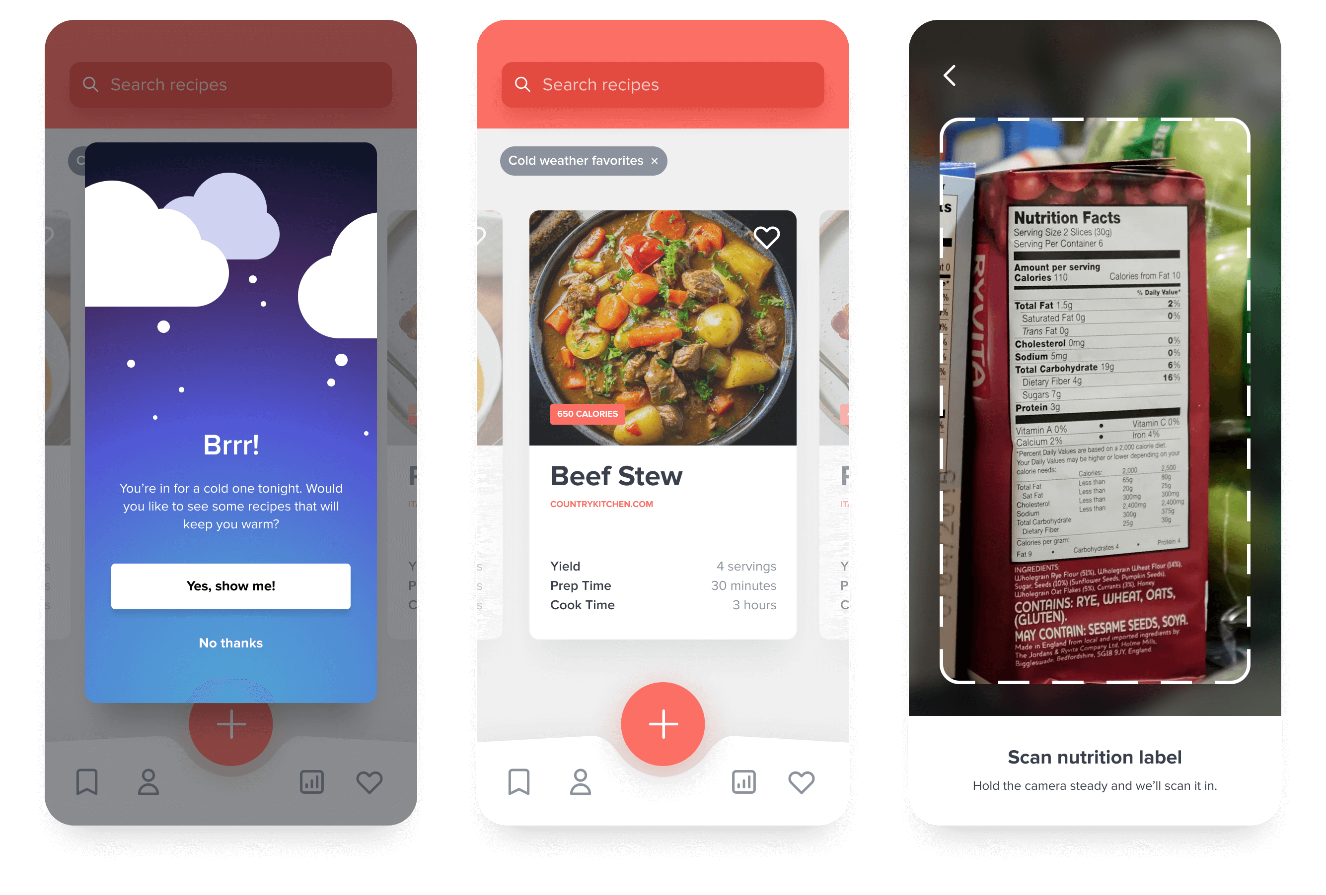 An app that recommends recipes based on weather patterns and other data.